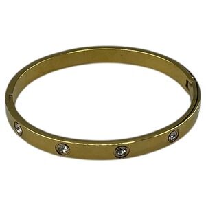 Gold Tone Bangle Bracelet Cz Crystal Hinged Cuff Fashion Jewelry Small
